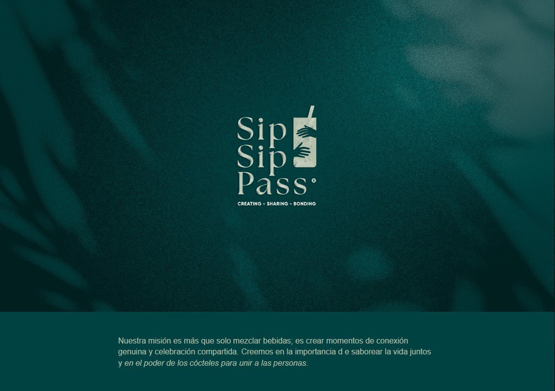 Sip Sip Pass — identidad de marca sobre fondo texturizado